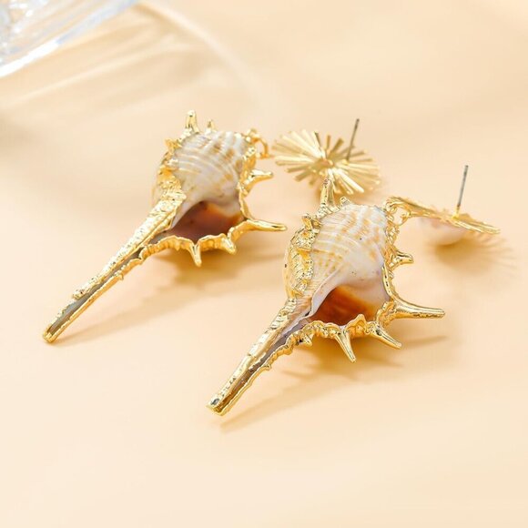 Bohemian Seashell Conch Earrings Long Dangle Summer Beach Jewelry for Women main image 2